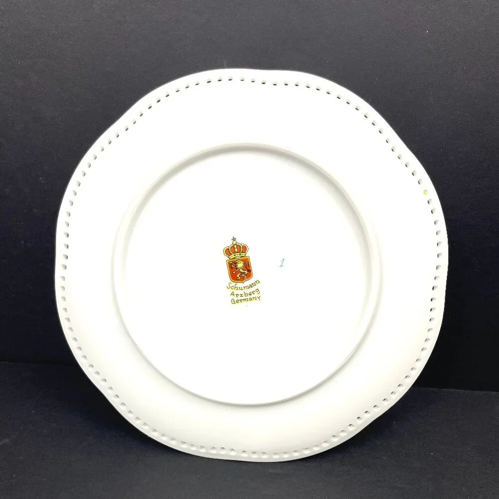 Set of 6 Schumann Arzberg Germany Pierced Porcelain Plates Harvest Fruit 7" - Picture 5 of 16